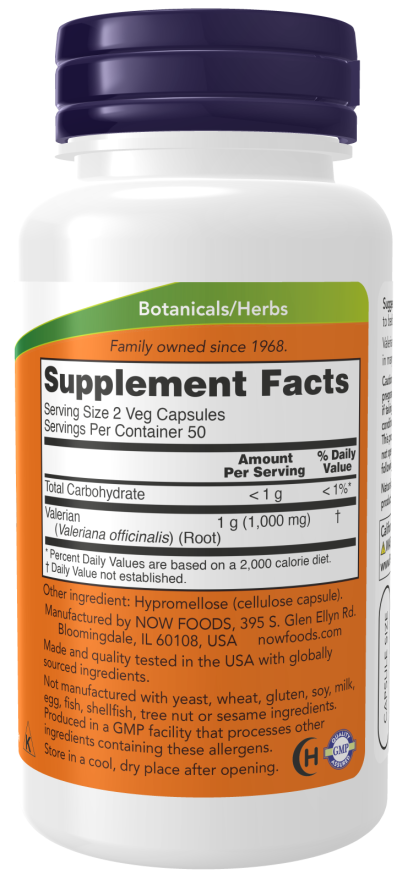 Cápsulas vegetales de raíz de valeriana de 500 mg