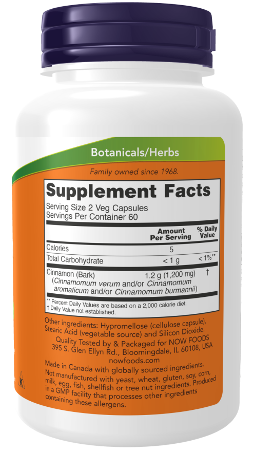 Cápsulas vegetales de corteza de canela de 600 mg