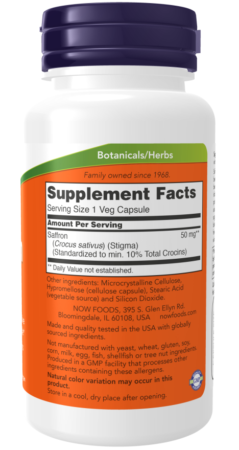 Cápsulas vegetales de azafrán de 50 mg