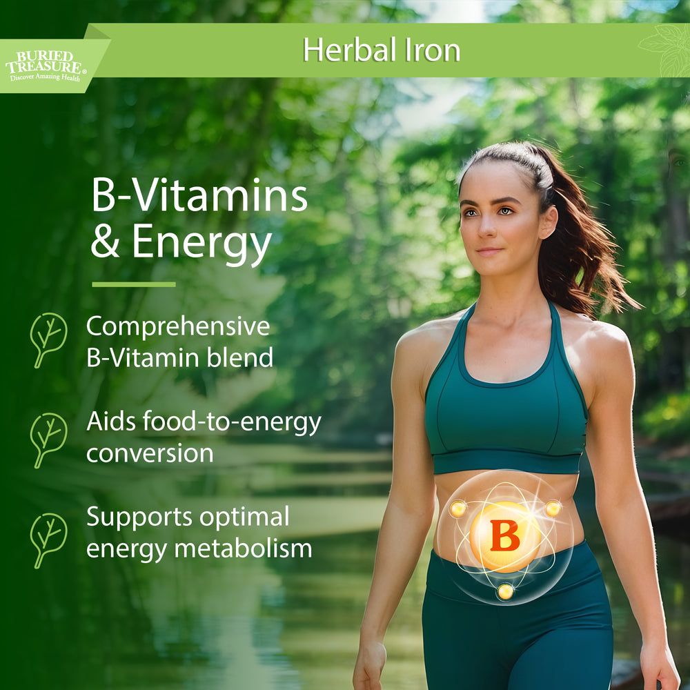 Hierro Herbal: Suplemento de hierro líquido con vitaminas y hierbas, 473 ml (48 porciones)