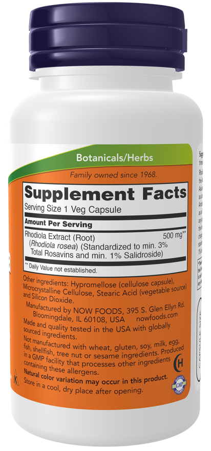 Cápsulas vegetales de Rhodiola 500 mg