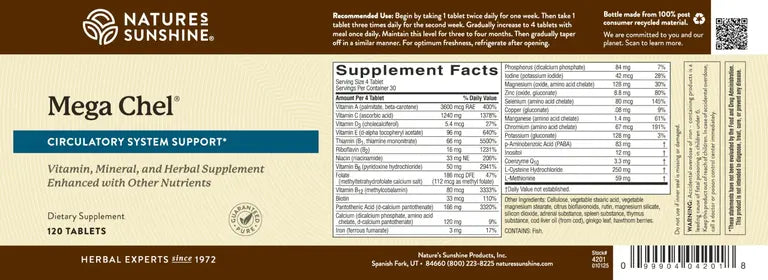 Mega-Chel, suplemento dietético para el sistema circulatorio