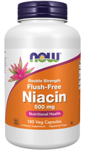 Cápsulas vegetales de niacina de 500 mg de doble potencia que evitan el enrojecimiento. (180 Cápsulas)