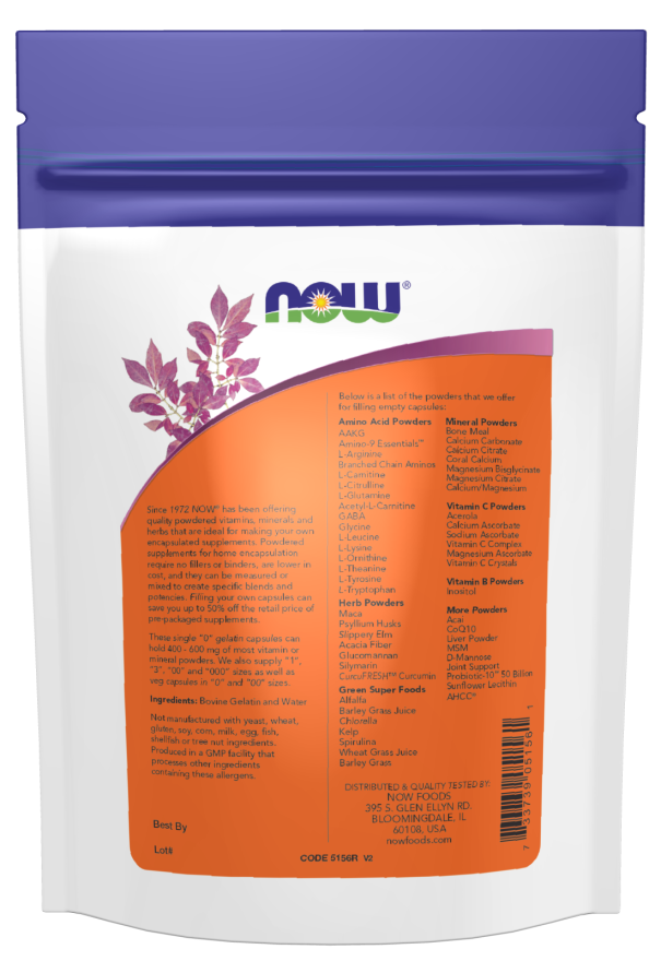 Cápsulas vacías de gelatina, con un solo "0"