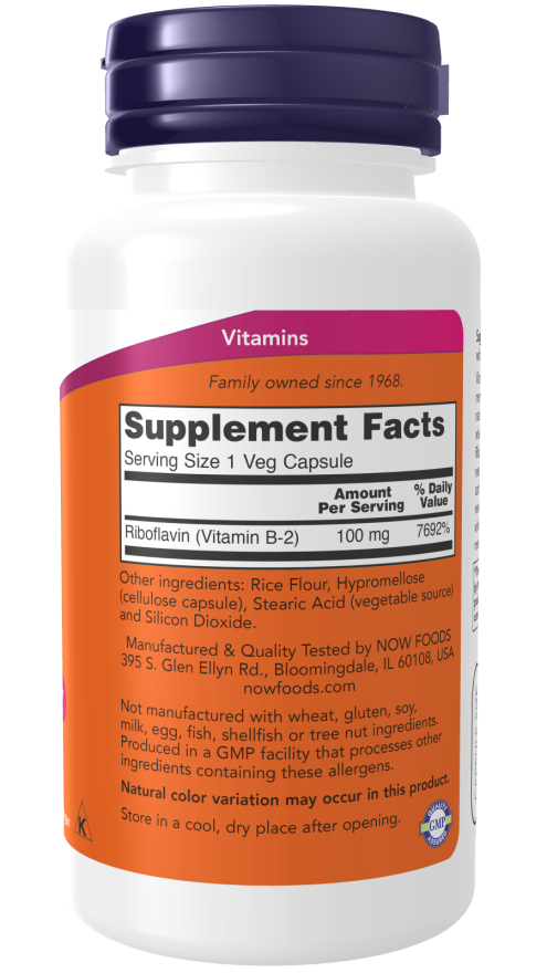 Cápsulas vegetales de vitamina B-2 de 100 mg