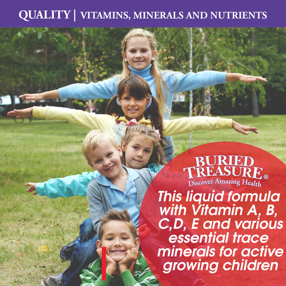 Multivitamínico líquido diario para niños, vitaminas y minerales, sabores naturales a frutas, 16 porciones