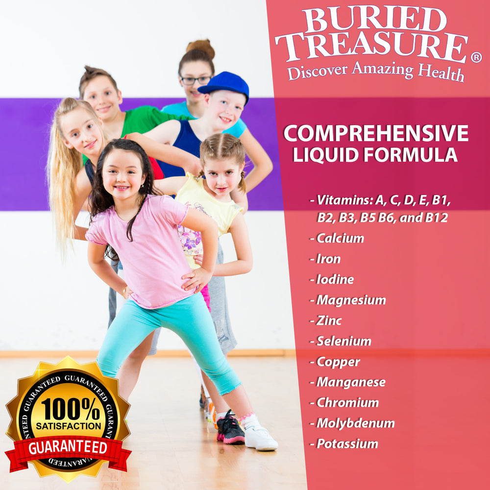 Multivitamínico líquido diario para niños, vitaminas y minerales, sabores naturales a frutas, 16 porciones