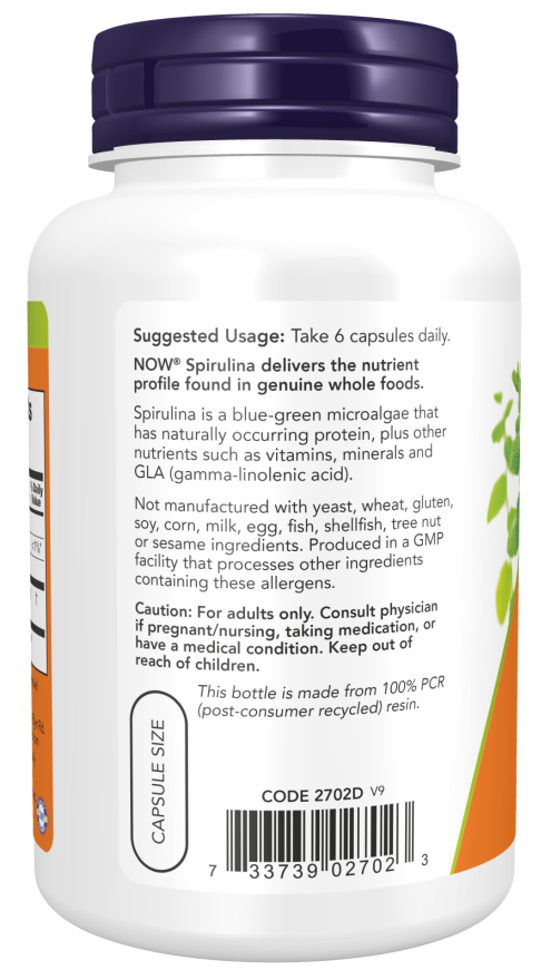 Cápsulas vegetales de espirulina de 500 mg