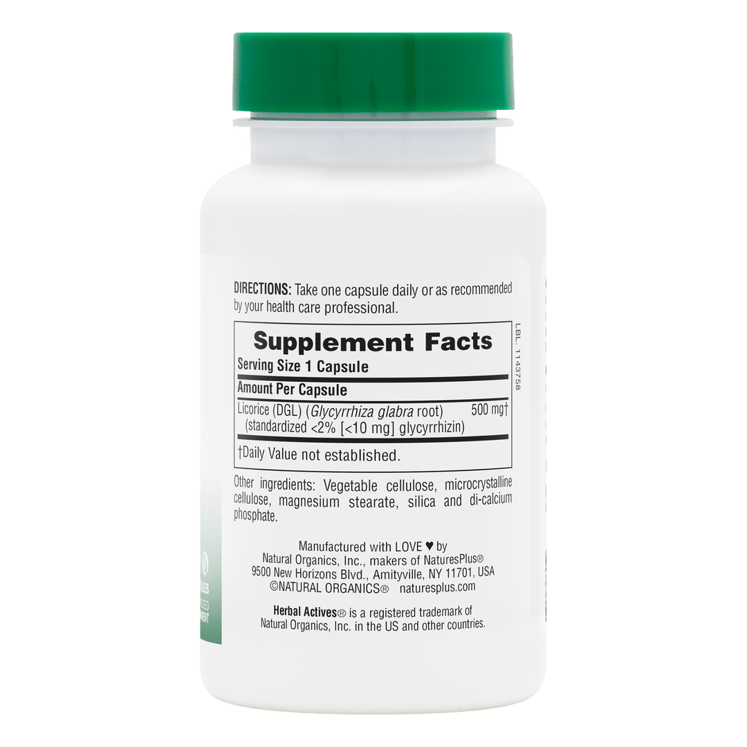 Cápsulas de regaliz DGL de Herbal Actives
60 unidades