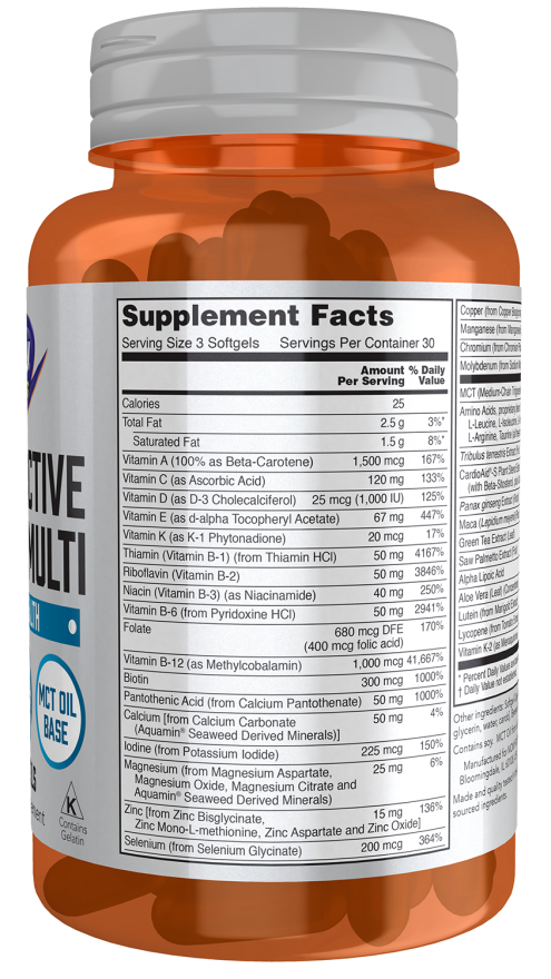 Cápsulas blandas multivitamínicas deportivas para hombres