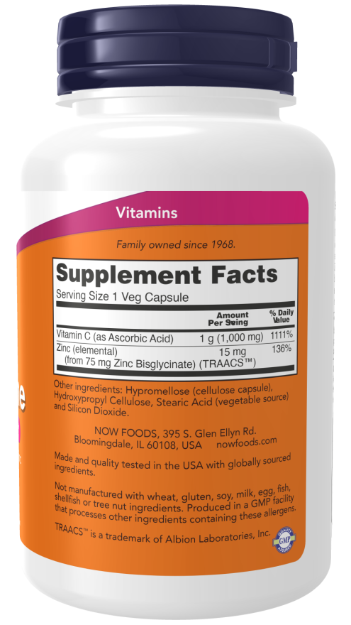 Cápsulas vegetales C-1000 Zinc Immune