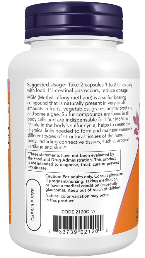 Cápsulas vegetales de MSM 1000 mg