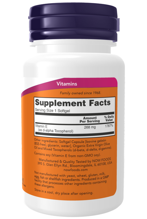 Cápsulas blandas de vitamina E-400 con tocoferoles mixtos