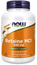 Cápsulas vegetales de clorhidrato de betaína de 648 mg