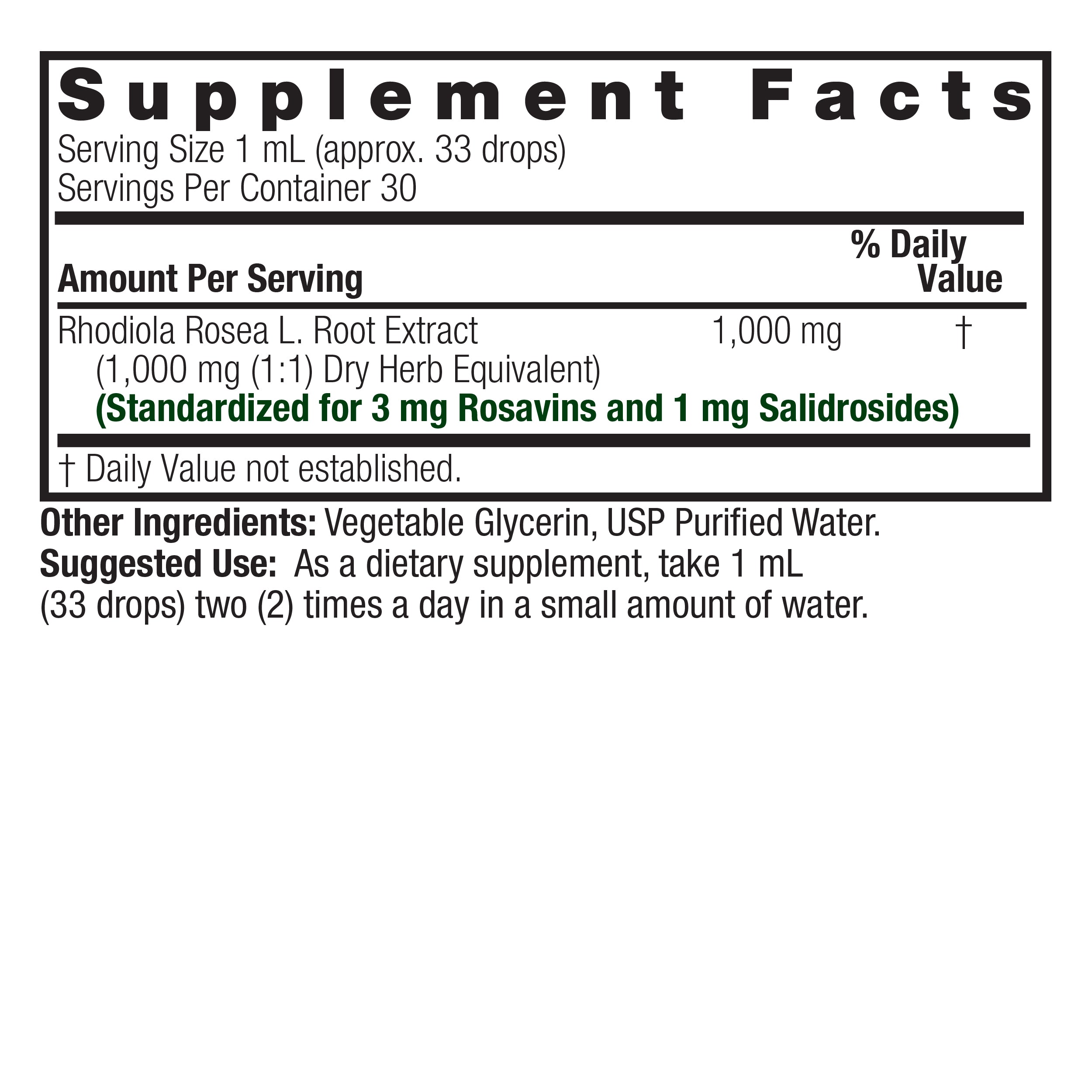 Raíz de Rhodiola 1 oz sin alcohol