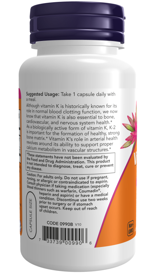 Vitamina K-2 100 mcg Cápsulas vegetales