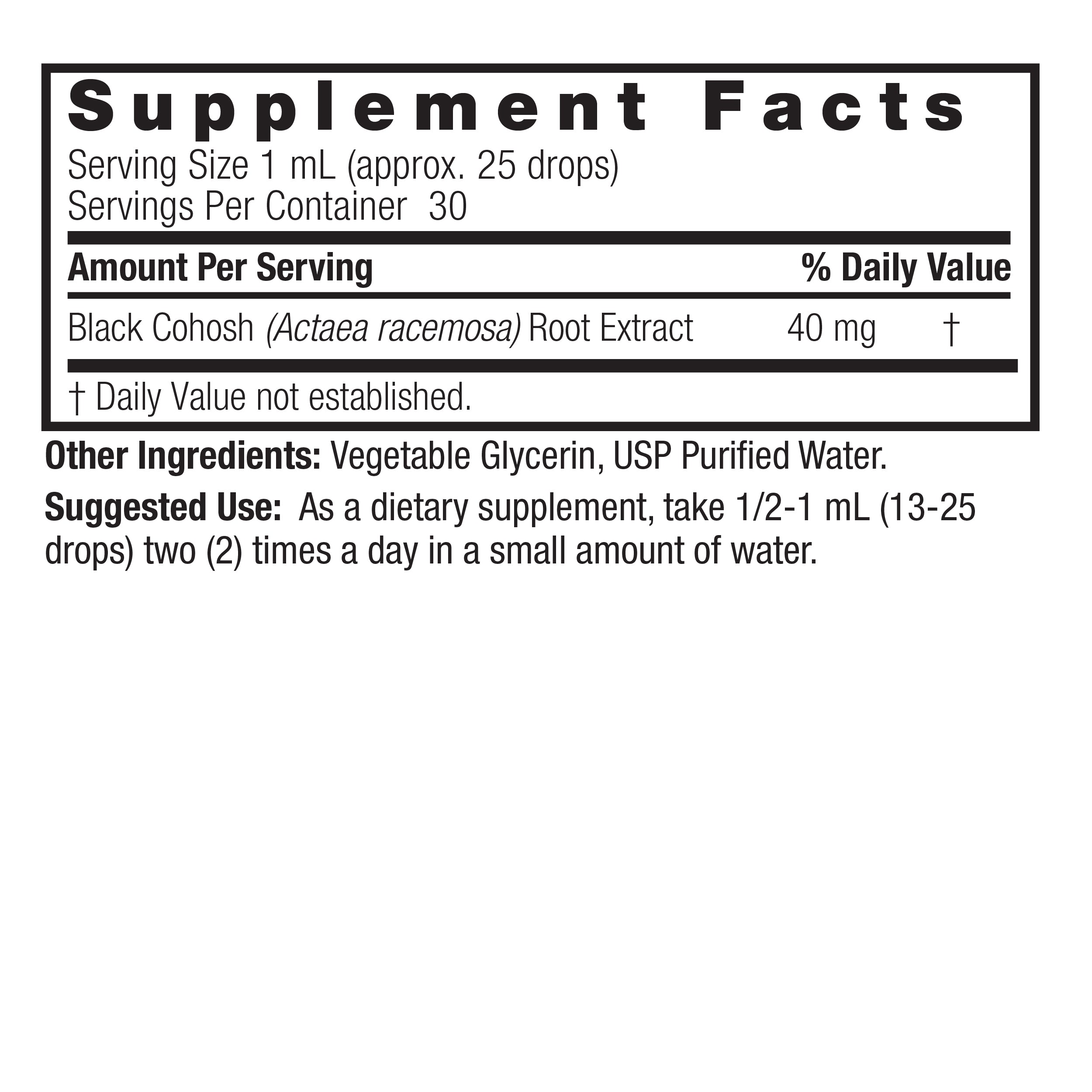 Raíz de cohosh negro 1 oz sin alcohol