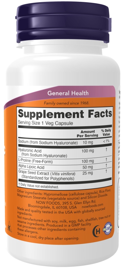 Cápsulas vegetales de ácido hialurónico de doble potencia (100 mg)