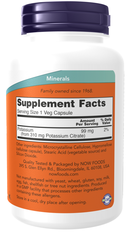 Cápsulas vegetales de citrato de potasio de 99 mg