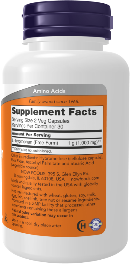 Cápsulas vegetales de L-triptófano de 500 mg