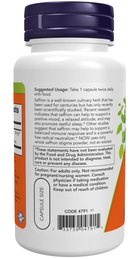 Cápsulas vegetales de azafrán de 50 mg