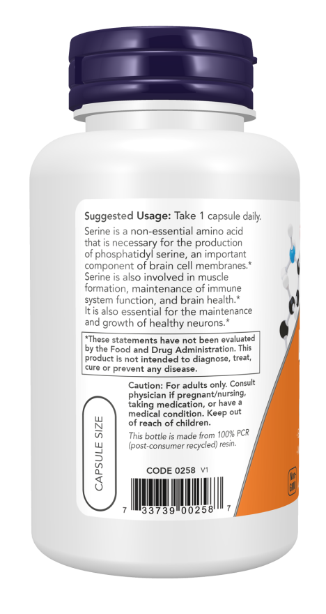 Cápsulas vegetales de L-serina 500 mg