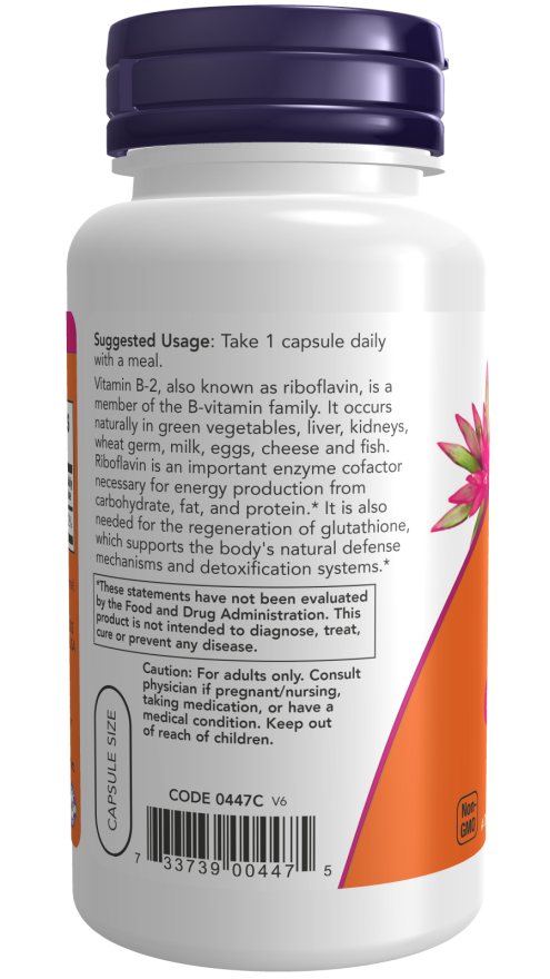 Cápsulas vegetales de vitamina B-2 de 100 mg