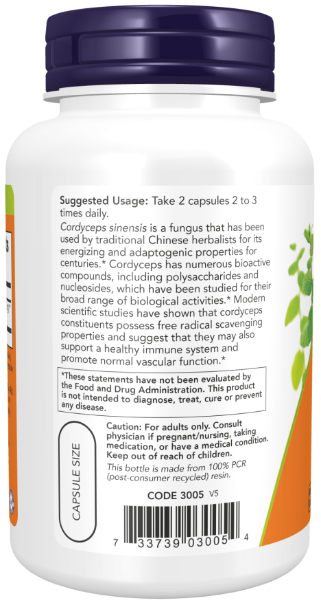 Cápsulas vegetales de Cordyceps 750 mg