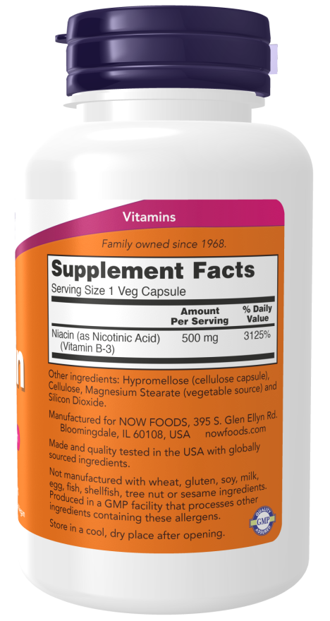 Cápsulas vegetales de niacina de 500 mg