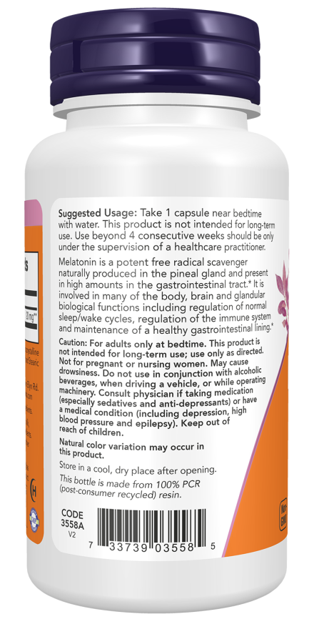 Cápsulas vegetales de melatonina de máxima potencia de 20 mg