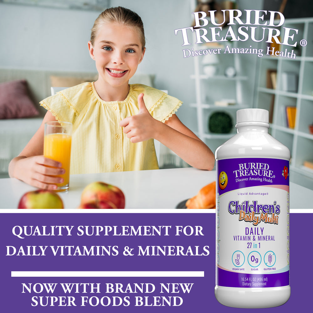 Multivitamínico líquido diario para niños, vitaminas y minerales, sabores naturales a frutas, 16 porciones