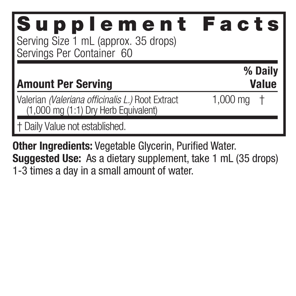 Extracto líquido de raíz de valeriana 2 oz sin alcohol