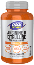 Cápsulas vegetales de arginina y citrulina 500 mg / 250 mg