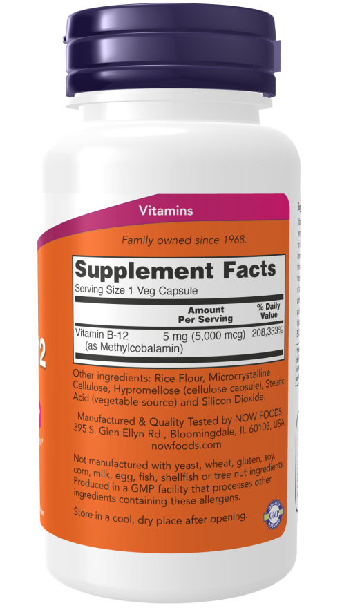 Cápsulas vegetales de metil B-12 de 5000 mcg