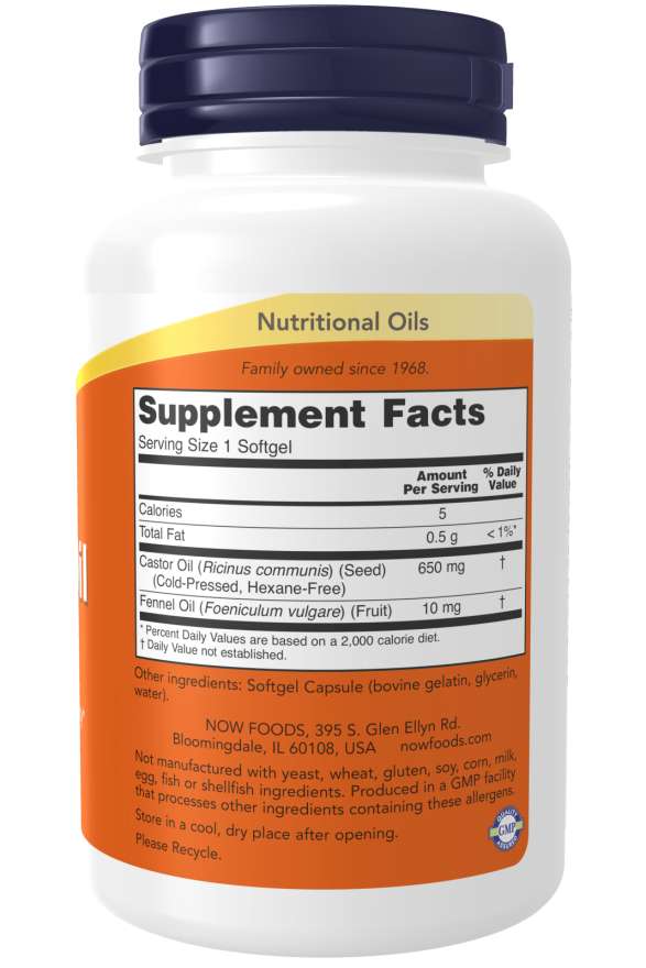 Cápsulas blandas de aceite de ricino de 650 mg