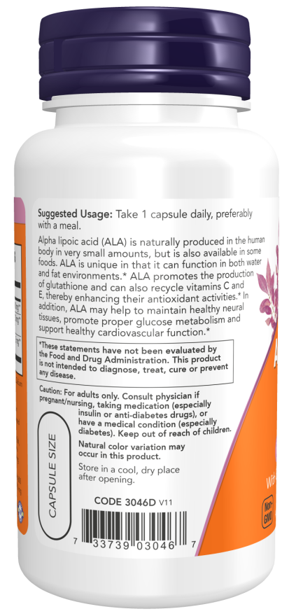 Cápsulas vegetales de ácido alfa lipoico extra fuerte de 600 mg