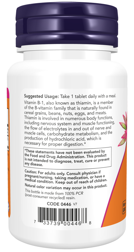 Comprimidos de vitamina B-1 de 100 mg