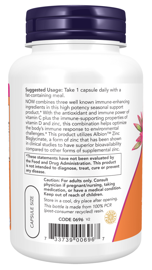 Cápsulas vegetales de zinc y vitamina D-3 C-1000