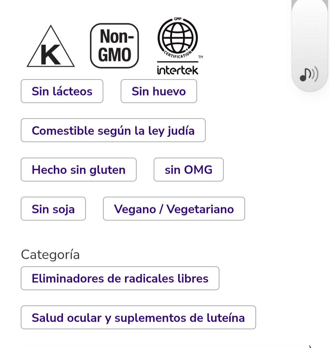 Cápsulas vegetales de luteína de doble potencia de 20 mg