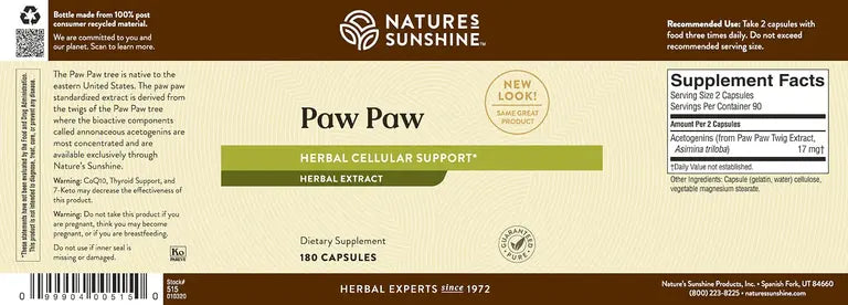 PAW PAW, Suplemento de papaya para el apoyo antioxidante a base de hierbas