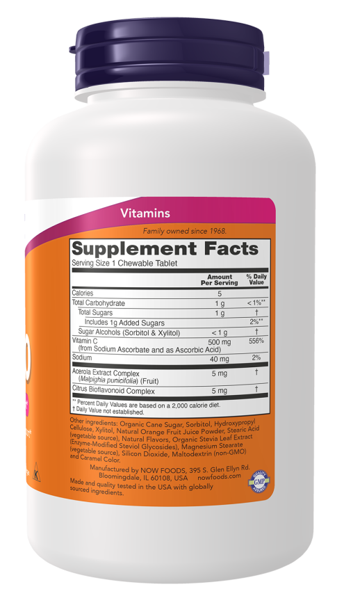 Comprimidos masticables de vitamina C-500 naranja