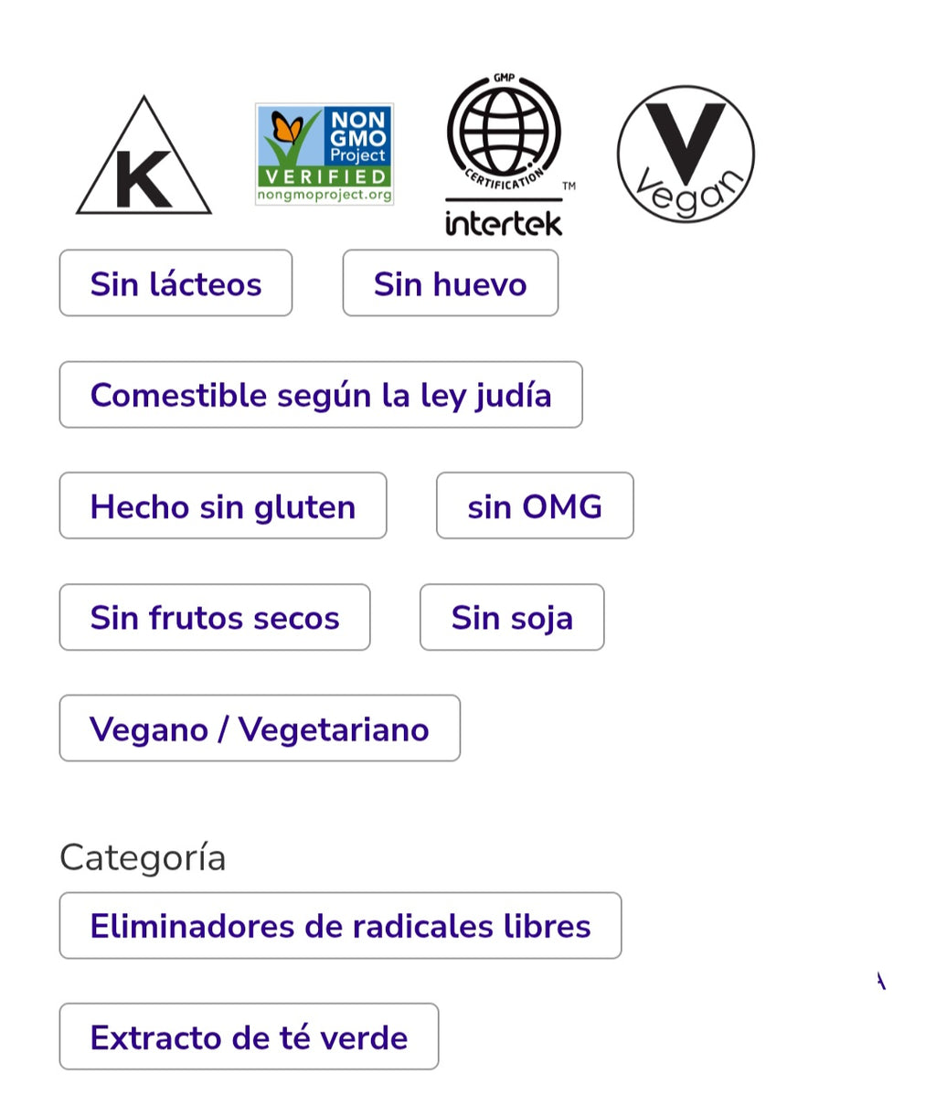 Cápsulas vegetales de extracto de té verde EGCg de 400 mg