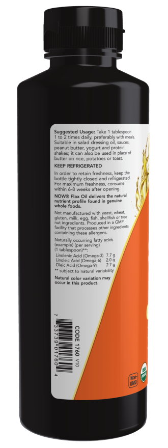 Aceite de linaza líquido, orgánico 12 onz.