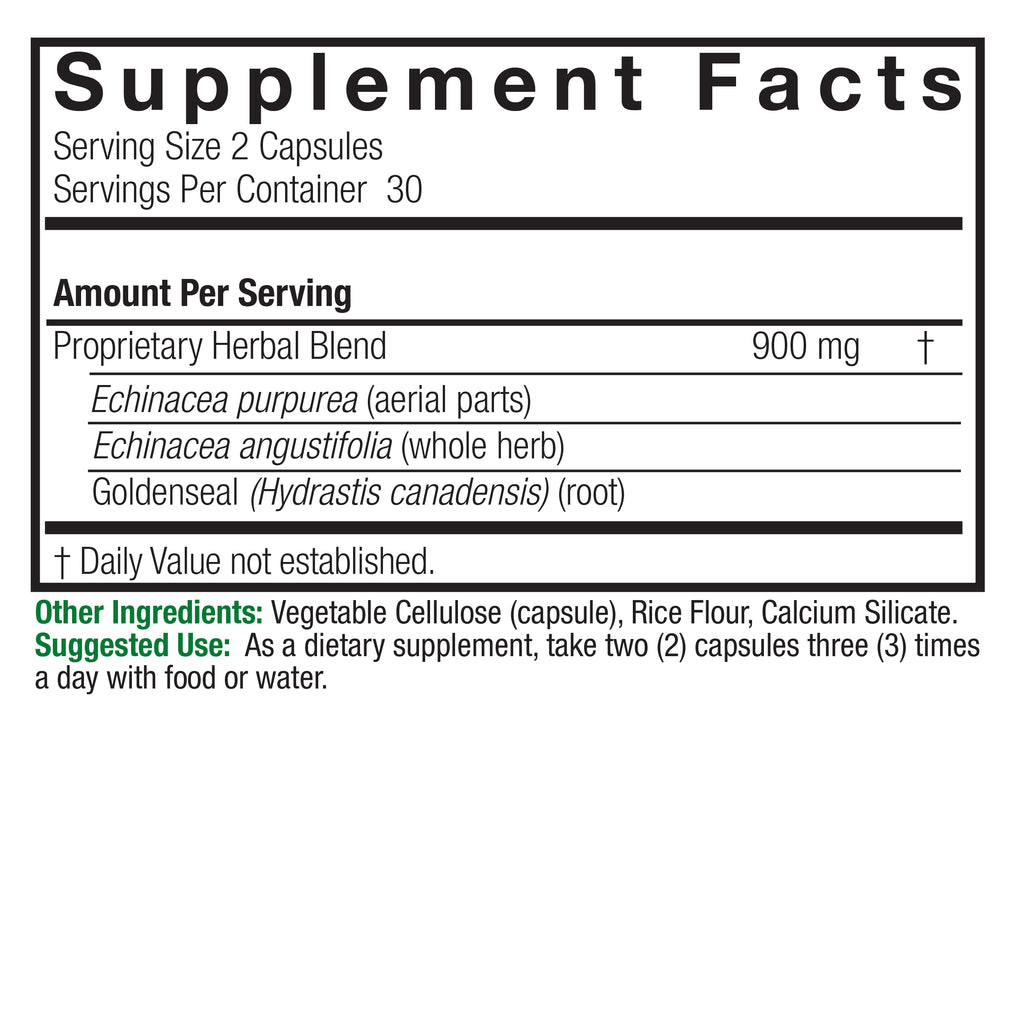 Echinacea and Goldenseal Root 60 Veggie Capsules