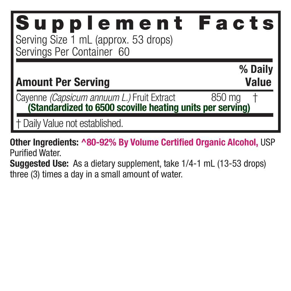 Cayena 2 oz de bajo contenido de alcohol orgánico
