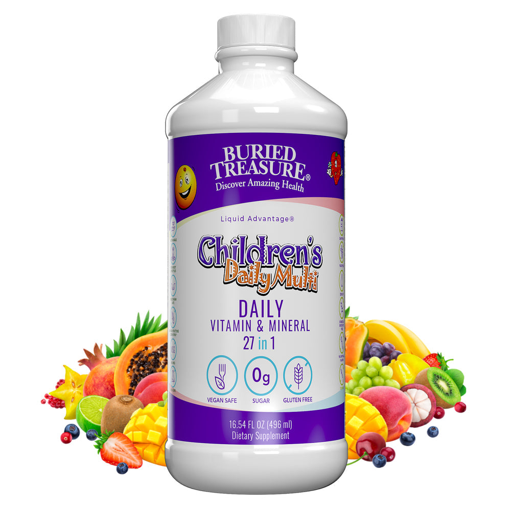Multivitamínico líquido diario para niños, vitaminas y minerales, sabores naturales a frutas, 16 porciones