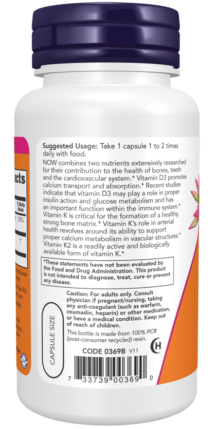 Cápsulas de vitamina D3 y K2