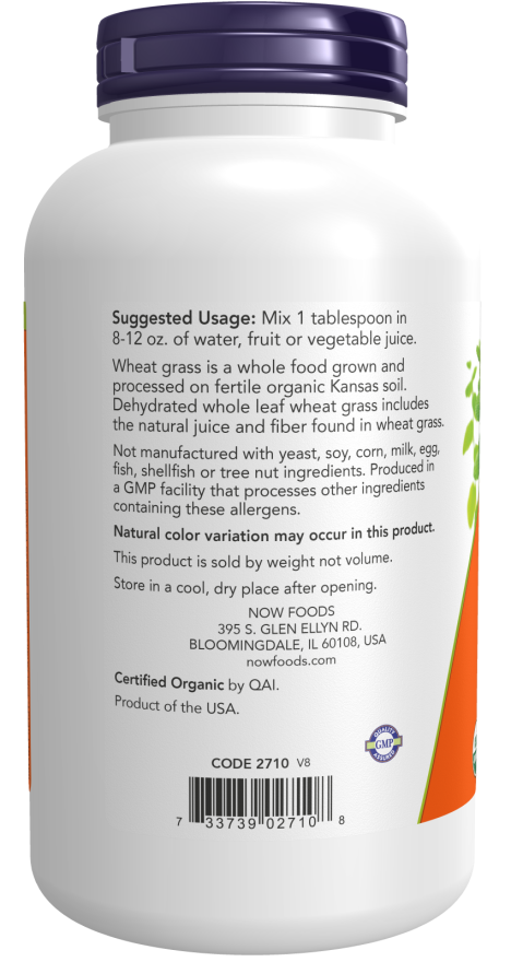 Polvo de pasto de trigo orgánico