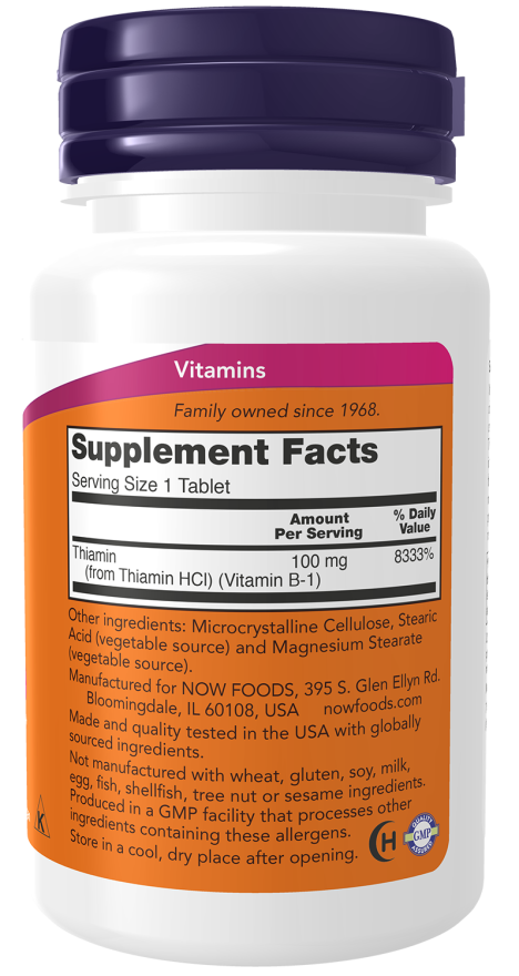 Comprimidos de vitamina B-1 de 100 mg