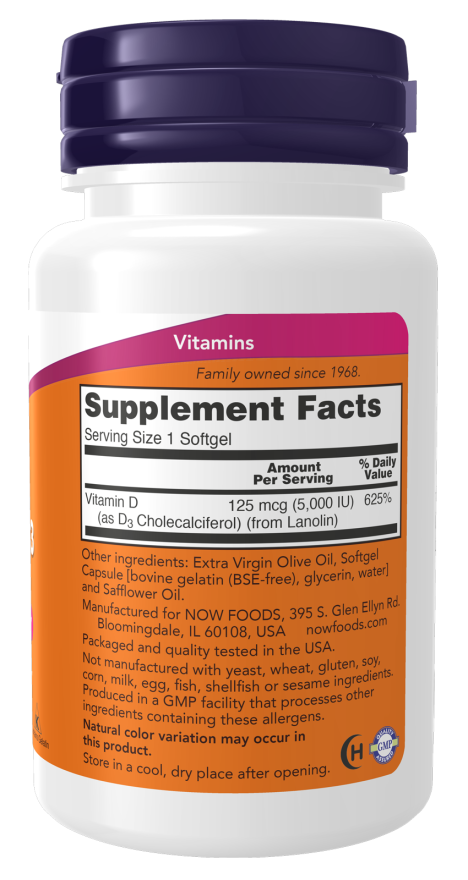 Cápsulas blandas de vitamina D3 5000 UI